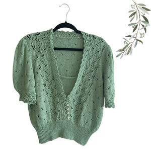 Vintage Green Knit Cardigan